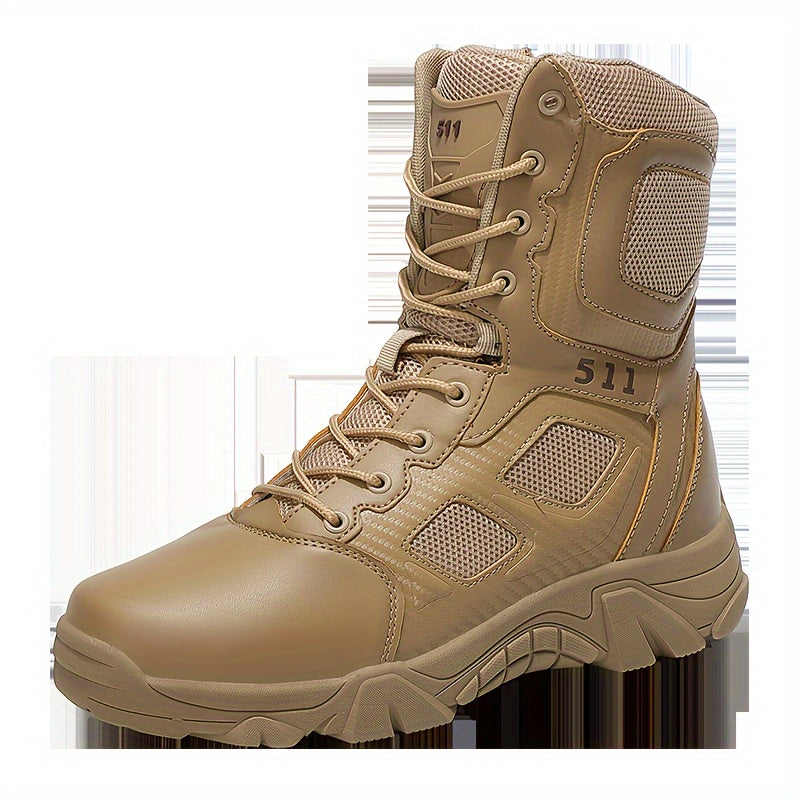 Men's Waterproof High Top Hiking Shoes - Military Style