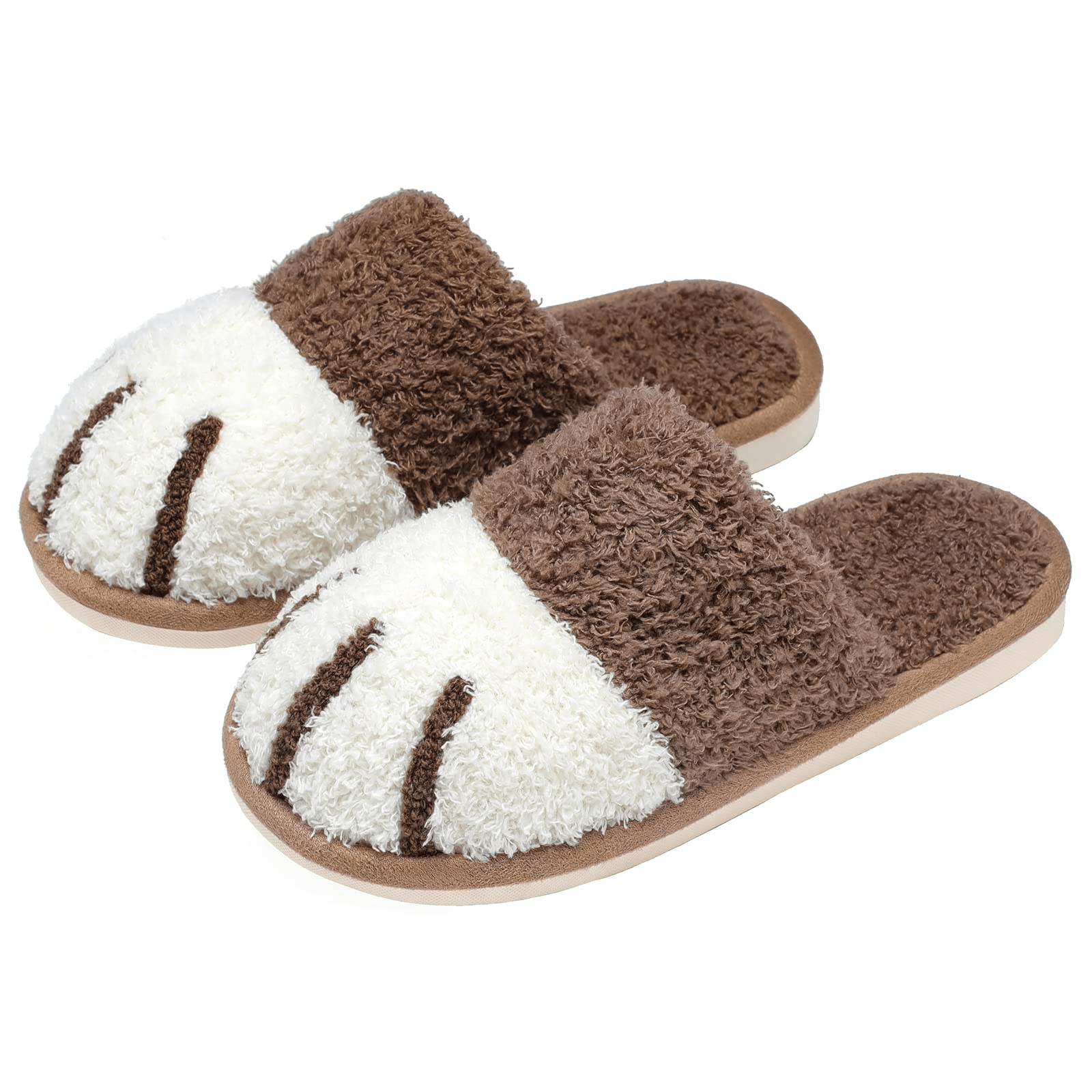 Colorblock Plush Slide Slippers for Indoor Bedroom