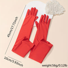 Pleated Satin Long Gloves for Wedding Bridal Dress