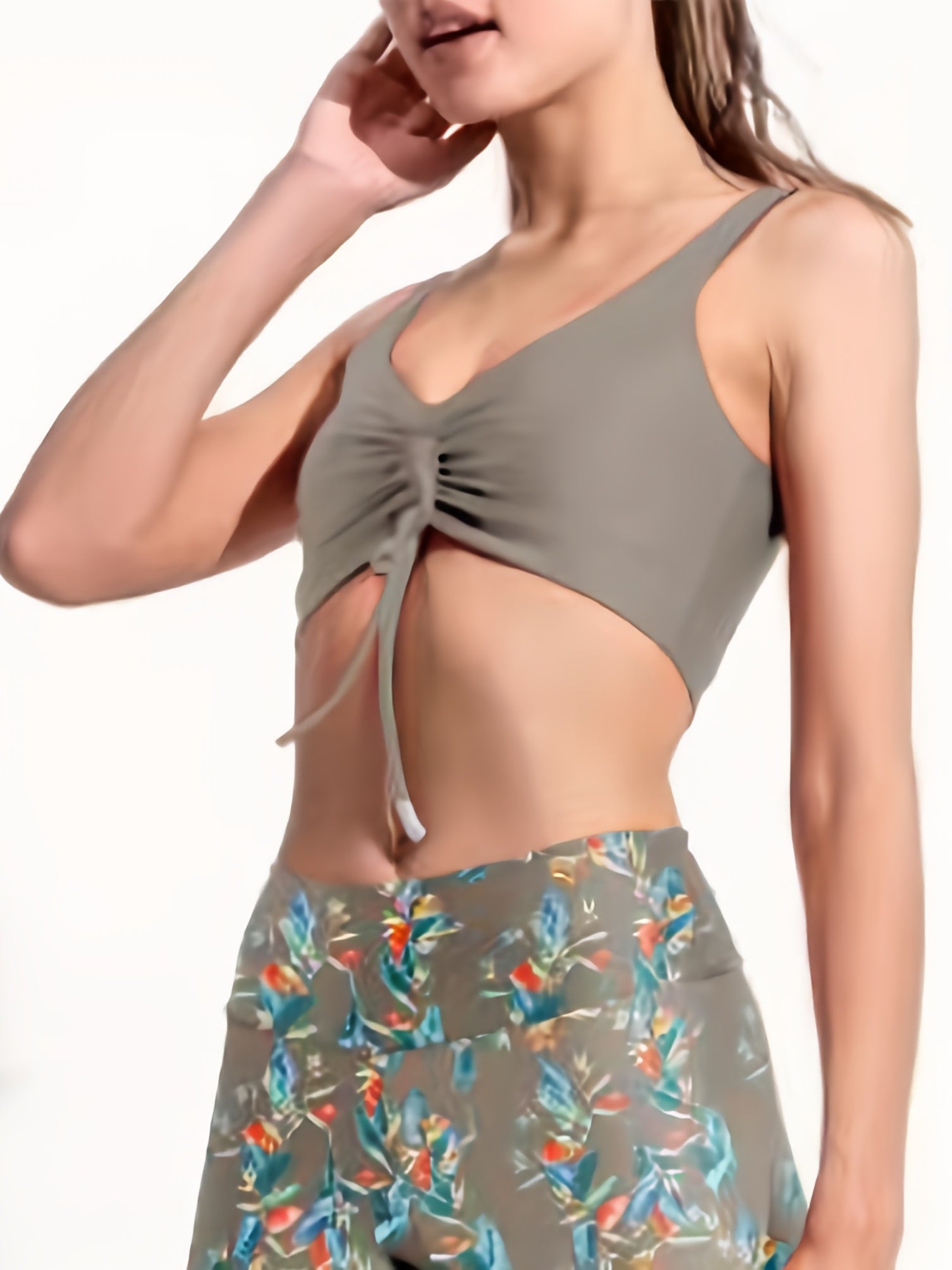 Slim Yoga Sports Bra & Floral Print Leggings Women's Activewear Set