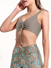 Slim Yoga Sports Bra & Floral Print Leggings Women's Activewear Set