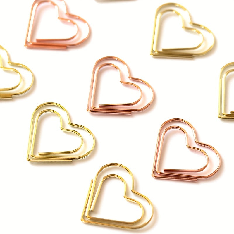 10pcs Heart Shaped Paper Clips Colorful Office Stationery Metal Paper Clips