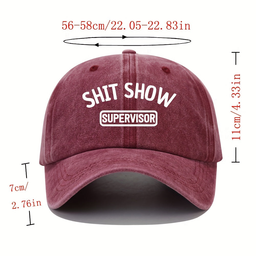 Red Adjustable Summer Mens Peaked Cap Shit Show Print