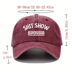 Red Adjustable Summer Mens Peaked Cap Shit Show Print