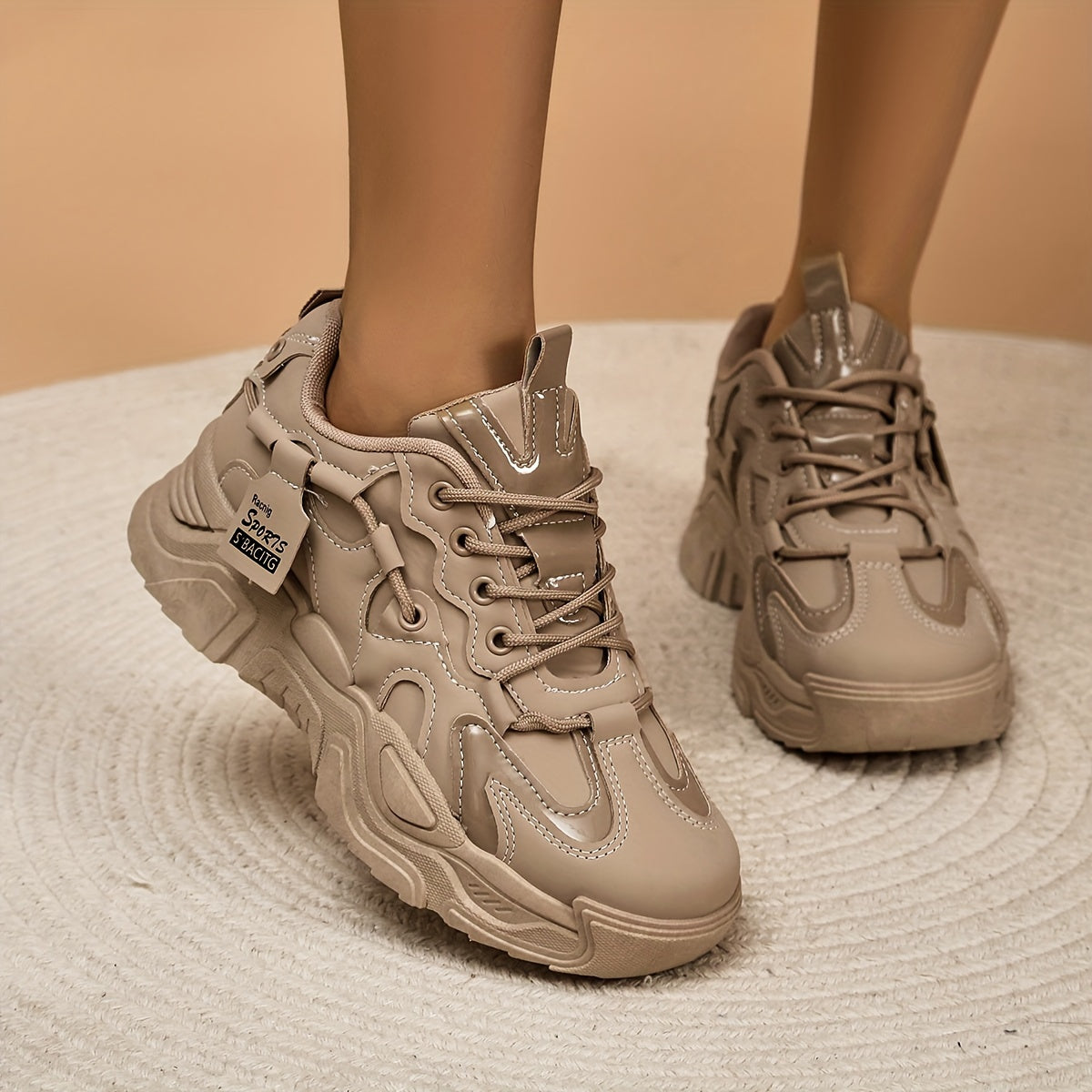 Women's Lightweight Non-Slip Chunky Sneakers Lace-Up Dad Shoes