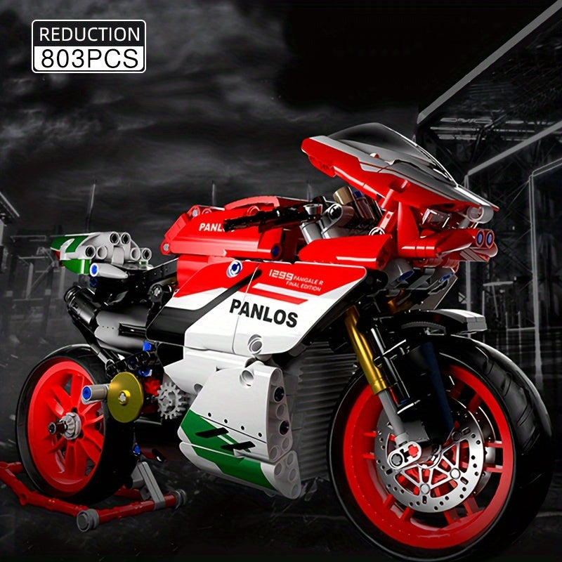 803pcs Red Racing Car Assembled With Mechanical Parts Collection Gift