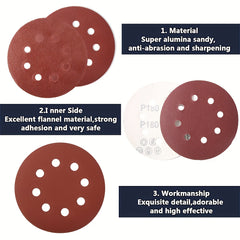 20pcs 5" 8 Hole Sanding Discs Set with 10 Grades for Random Orbital Sander