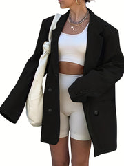 Double Breasted Blazer Lapel Long Sleeve Outerwear