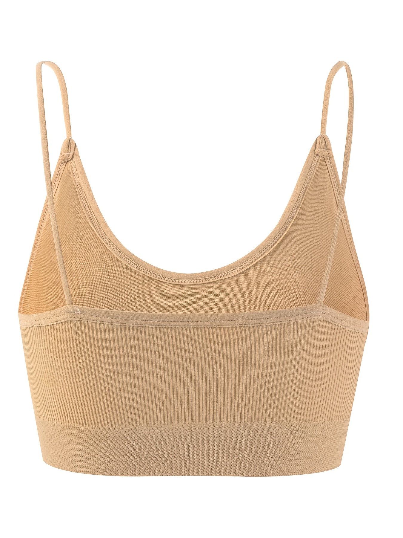 4pcs Solid Ribbed Wireless Bras Comfy Sports Bra