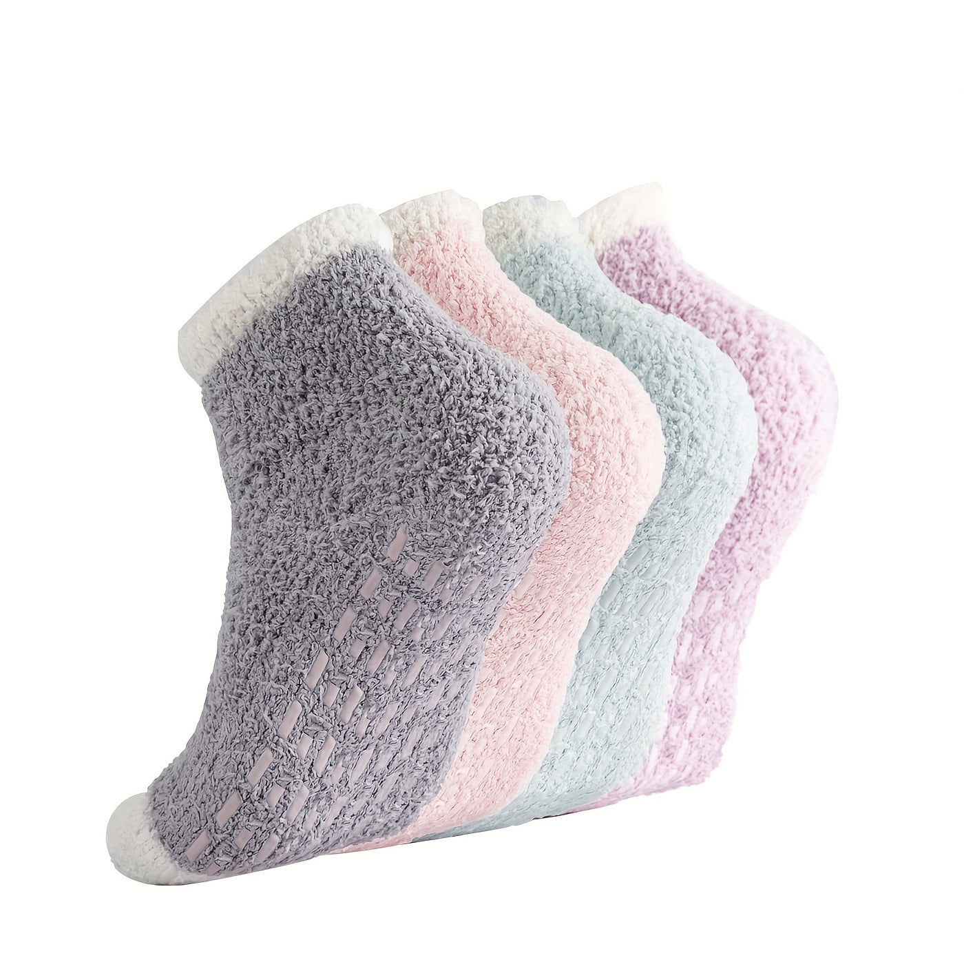 4 Pairs Thick Fuzzy Socks Soft Warm Fluffy Floor Socks Women's Stockings
