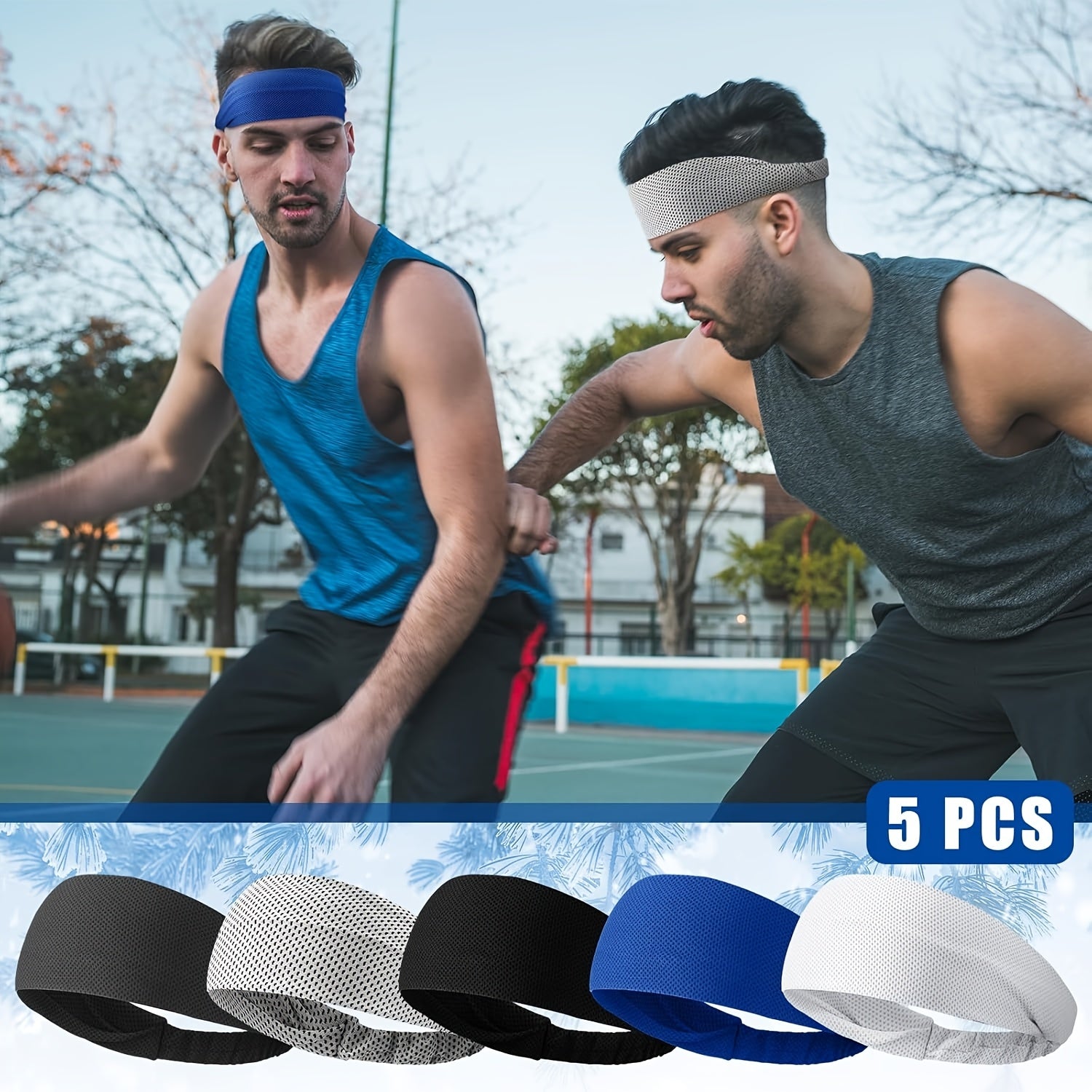 5pcs Men's Summer Cooling Headband Set for Hot Weather Sports