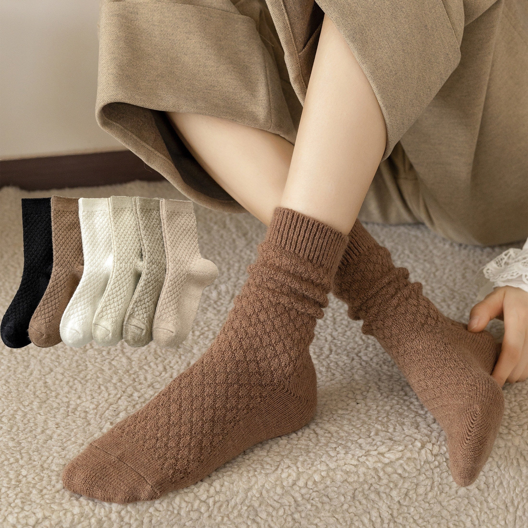 6 Pairs Soft Mid Tube Socks Women's Stockings