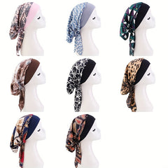 Boho Lace Up Head Scarf Silk Bonnet Long Hair Head Wrap Turban Hats