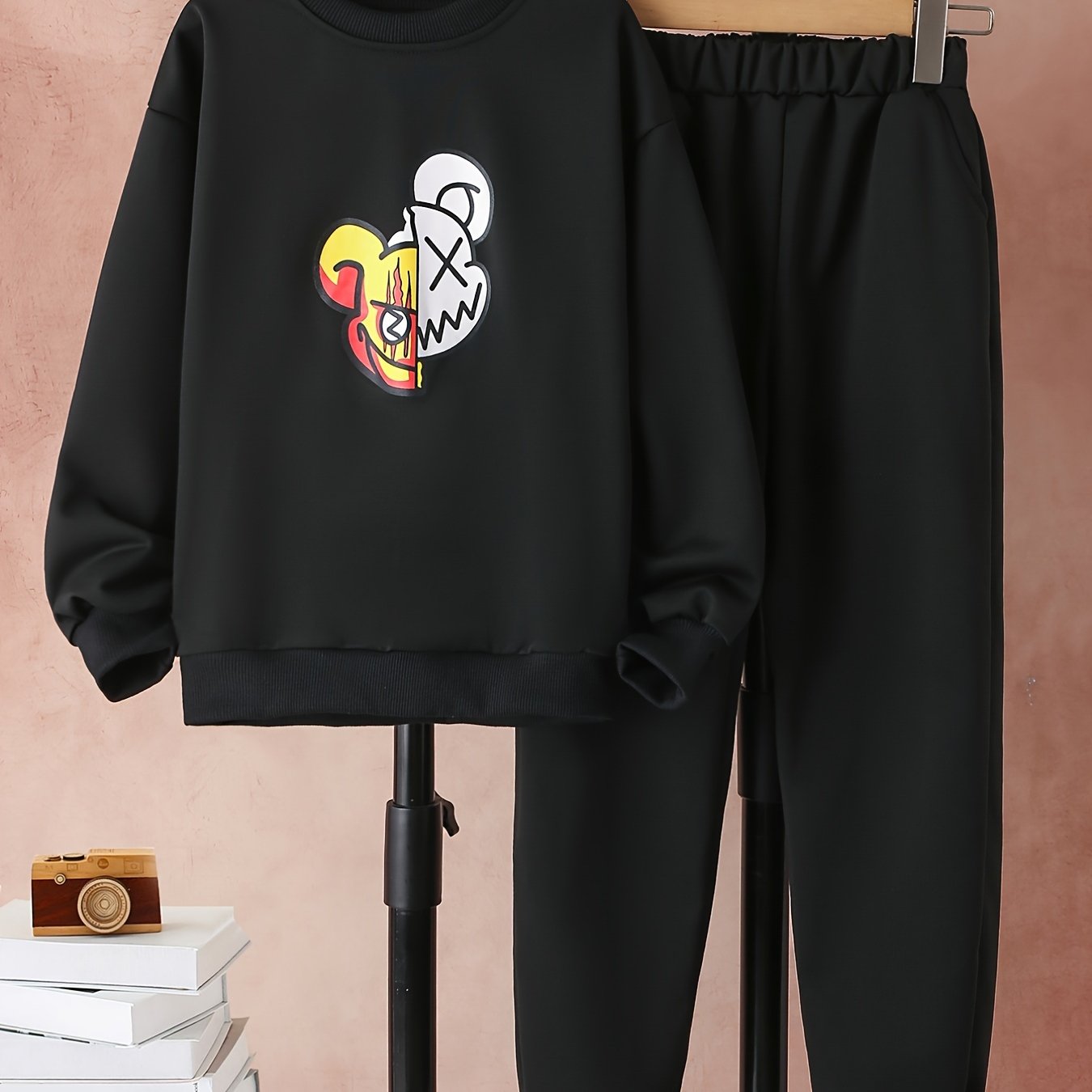 Boy's Halloween 2pcs Sweatshirt & Sweatpants Set Bear Print Top Outfits