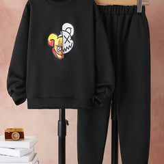 Boy's Halloween 2pcs Sweatshirt & Sweatpants Set Bear Print Top Outfits