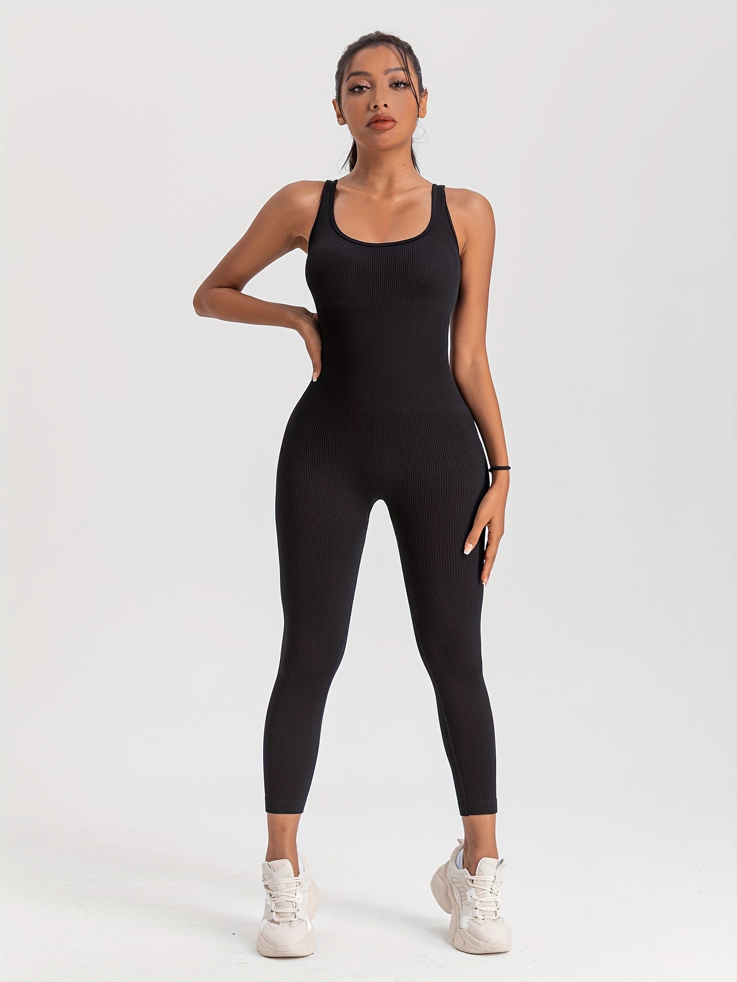 Ribbed Spots Jumpsuit Bodycon Sexy Body Shaper Sleeveless Bodysuit