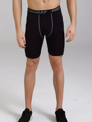 Men's Letters Pattern Compression Shorts for Outdoor Fitness