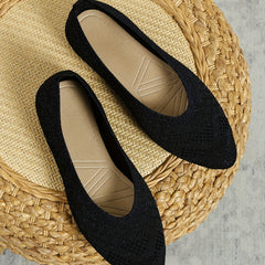 Women's Sparkly Pointed Toe Knitted Ballet Flats