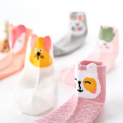 5 Pairs Toddler Girls Animal Print Ankle Socks for Summer