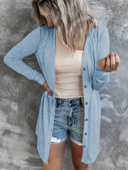 Solid Long Sleeve Button Up Cardigan