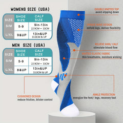 6 Pairs Men's Compression Sport Socks, Nylon Blend, Breathable