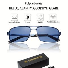 VIVIENFANG Retro Square Frame Aviator Sunglasses UV Protection