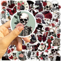 50pcs Punk Rose Skull Stickers Waterproof for Motorcycles Laptops Desktops