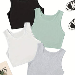 4 Pack Y2K Sleeveless Crop Tank Tops for Summer