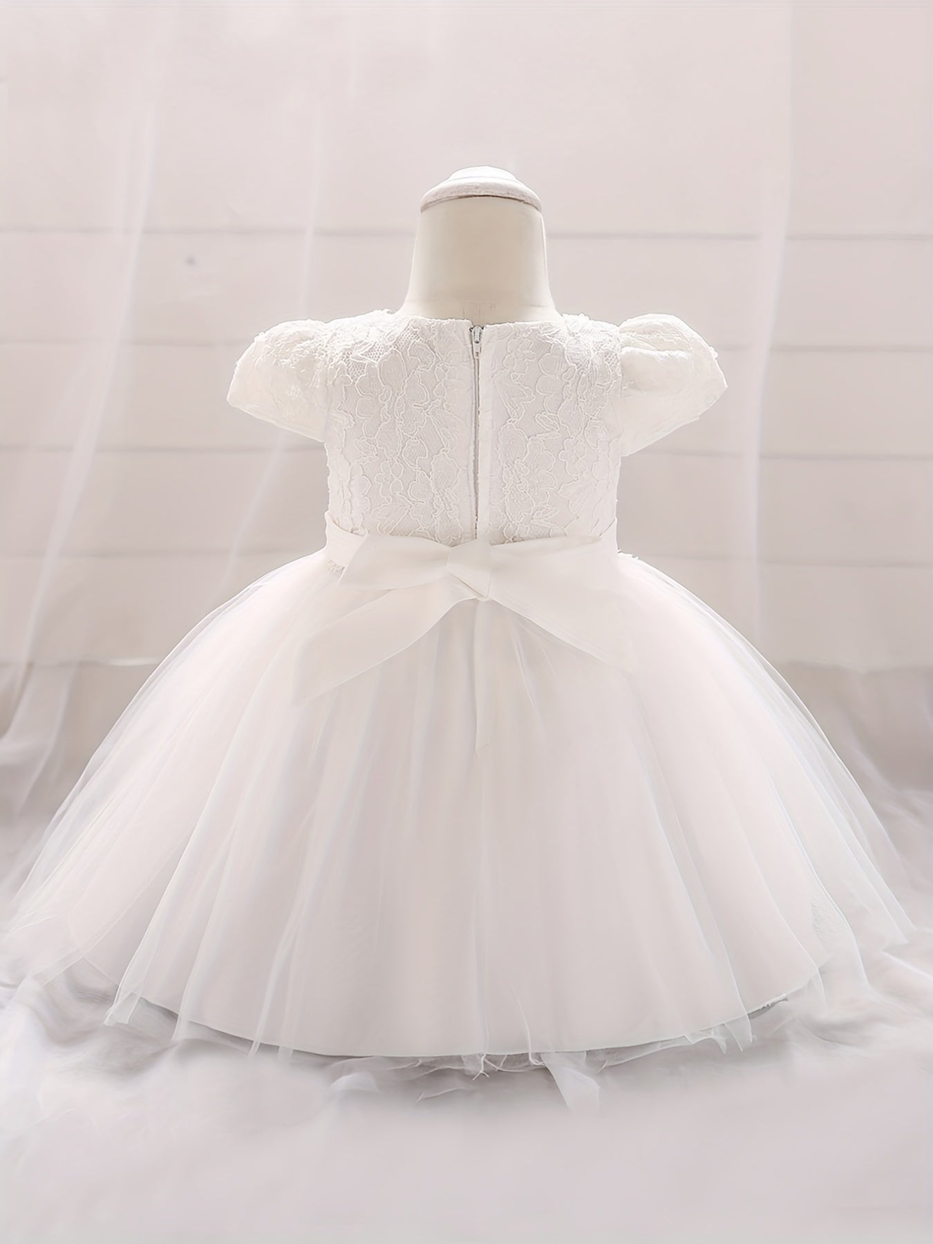 Baby Girls Puff Sleeve Mesh Princess Dress Clothes