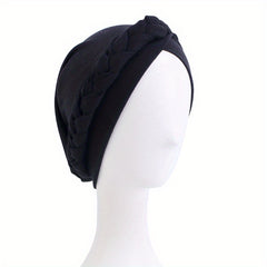 Braided Pre-tied Turban Cap Solid Head Wrap Lightweight Bonnet Chemo Hat
