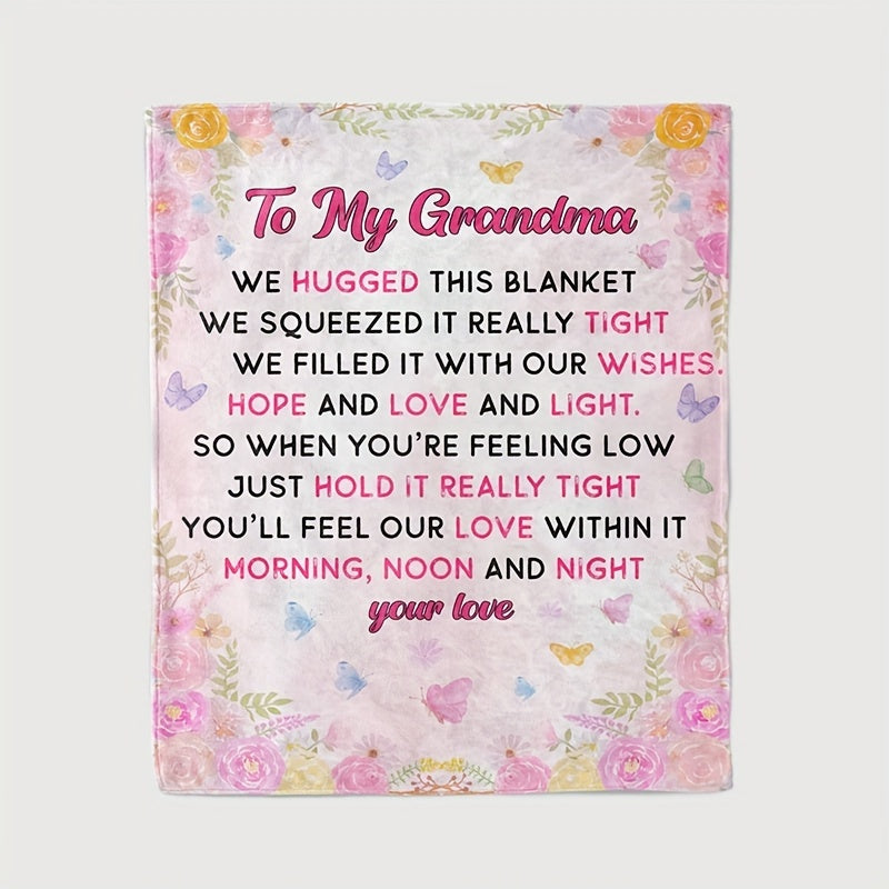 Creative Printed Flannel Warm Throw Blanket For Grandma