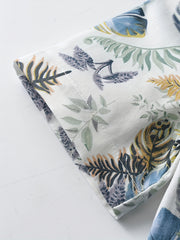 Boys Leaf Print Short Sleeves Casual Shirt For Vacation Beach