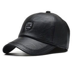 Men's Casual PU Leather Baseball Cap