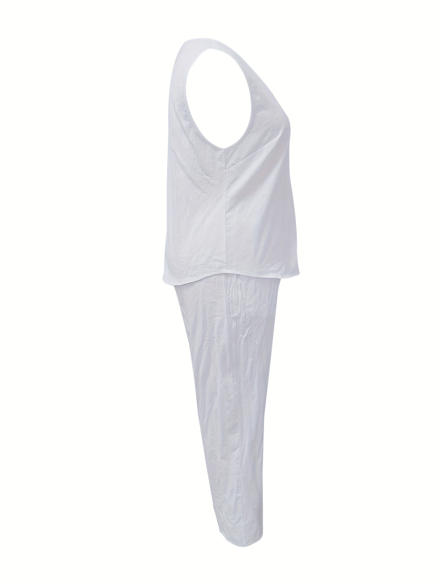 Solid V Neck Tank Top & Pants 2 Piece Set