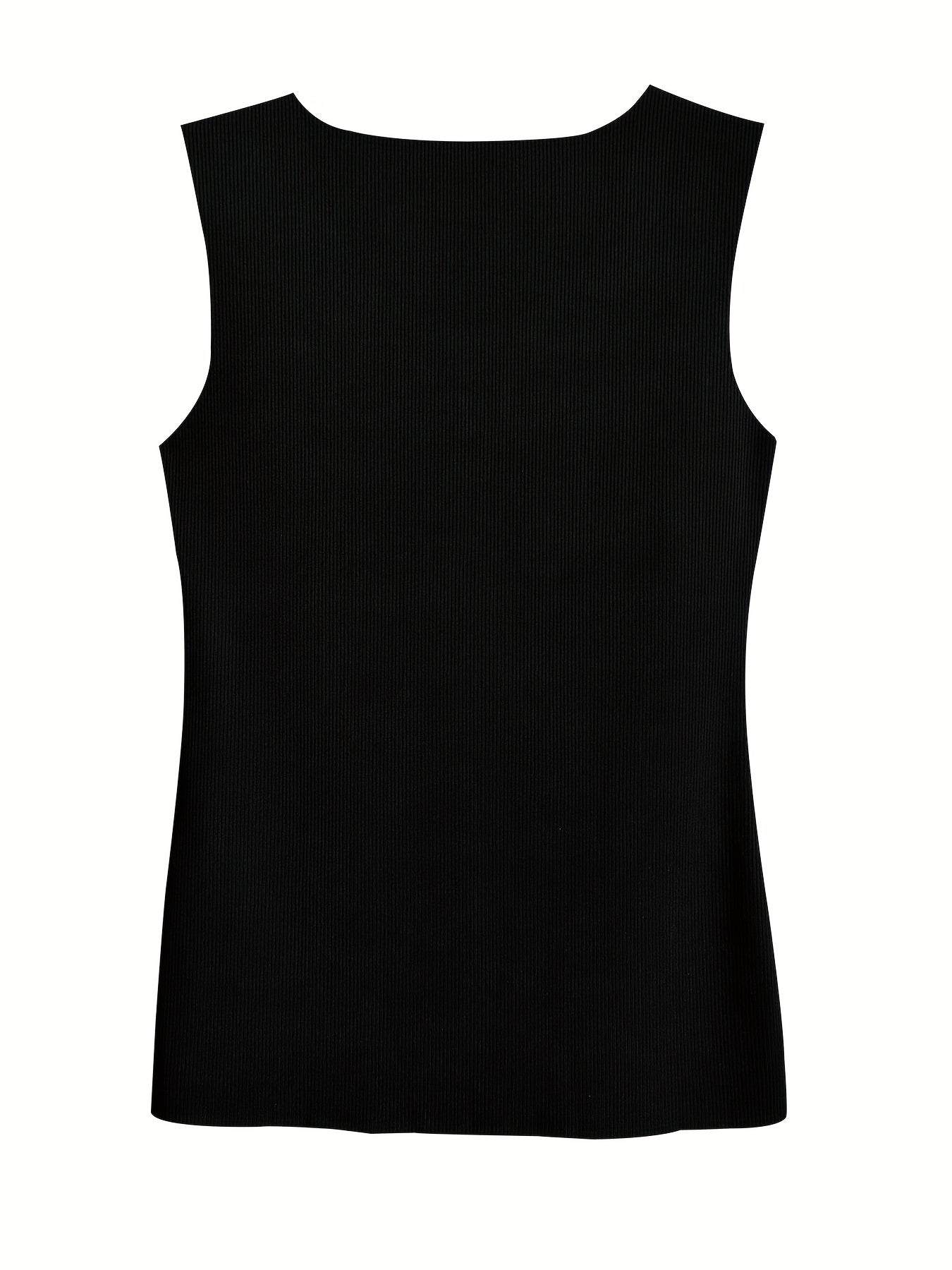 Ribbed Sports Tank Top Button Round Neck Sleeveless Summer Tops