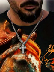 3D Horse Print Men's Stretch T-shirt Outdoor Gift for Men