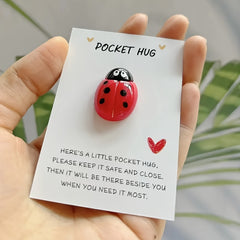 Ladybug Pocket Hug Token with Inspirational Card - Encouragement Gift