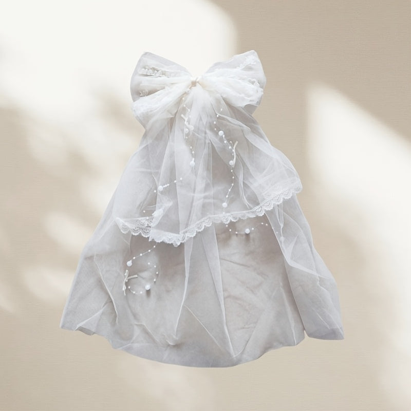 Bridal Butterfly Bow Veil Sheer Polyester Spandex Wedding Photogra