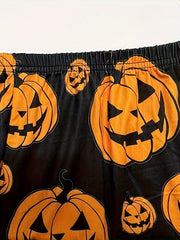 Pumpkin Print Pajama Set Cami Top & Shorts Sleepwear