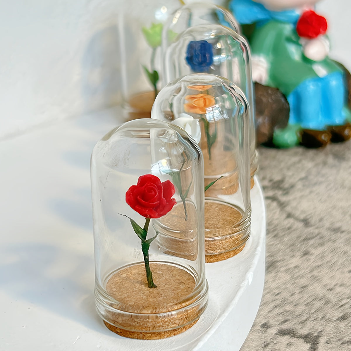 Little Prince Rose Dollhouse Rose in Glass Dome Dreamy Red Rose Ornament
