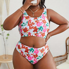 Floral Print Tank Top & Underwear Swimsuit Set