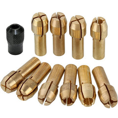 11pcs Brass Collet Set Rotary Tool 0.5-3.2mm Replacement Nut Quick Change Drill