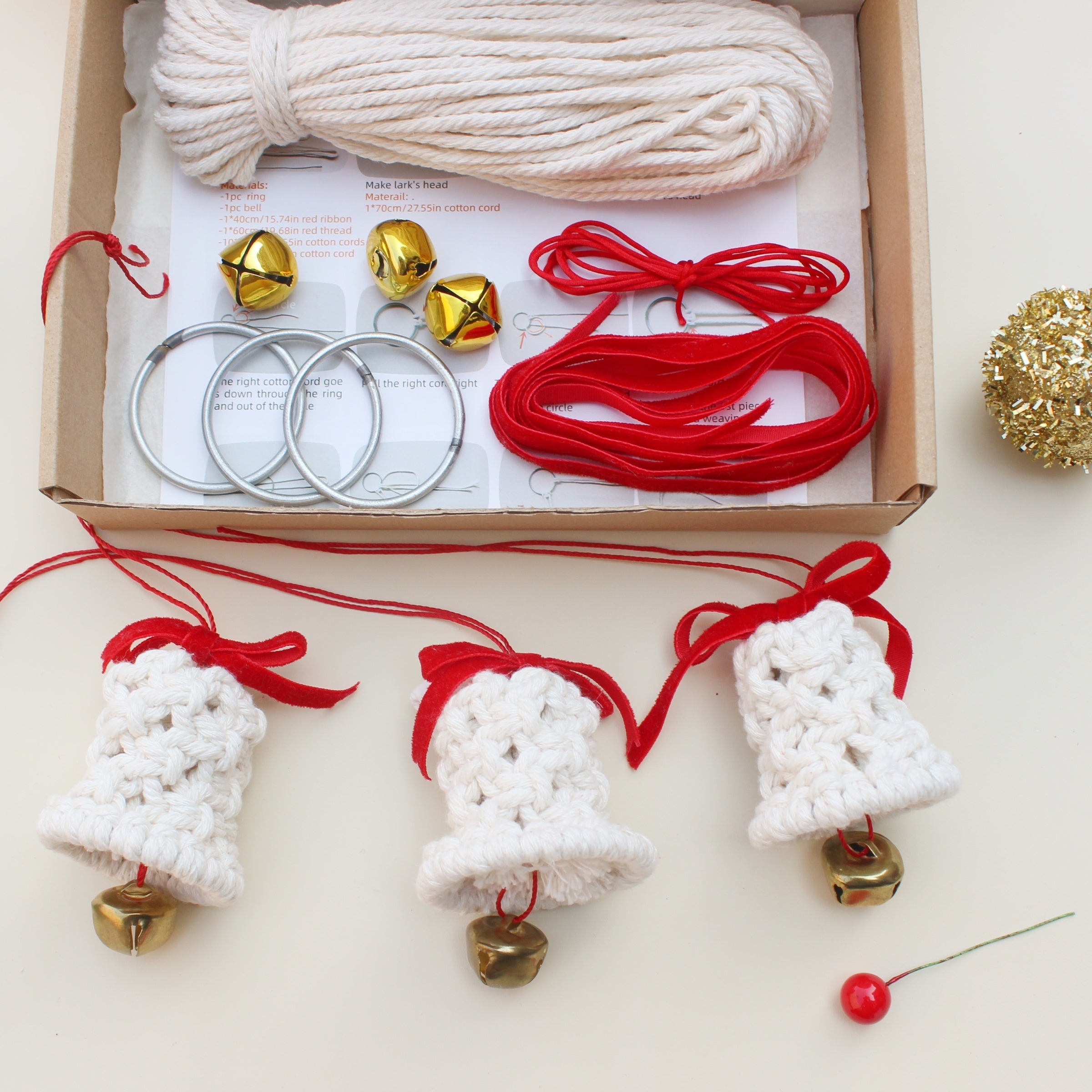 Macrame Jingle Bell DIY Kit - Perfect Christmas Gift