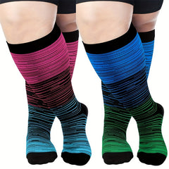 2 Pairs Plus Size Compression Socks Wide Calf 20-30 MmHg