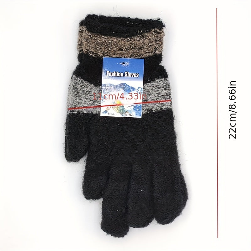 Winter Warm Striped Gloves for Men and Women