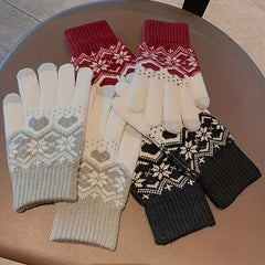 Snowflake Knitted Gloves Touch Screen Winter Thickened