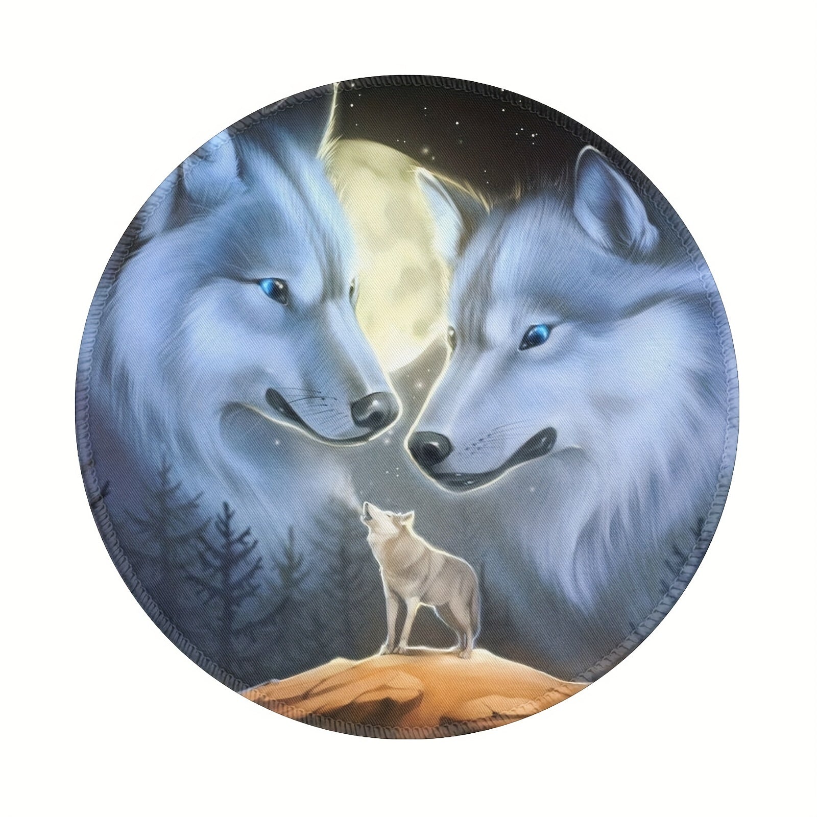 Wolf Growl Pattern Mouse Pad 20x20cm - E-Sport Work From Home Non-Slip Rubber
