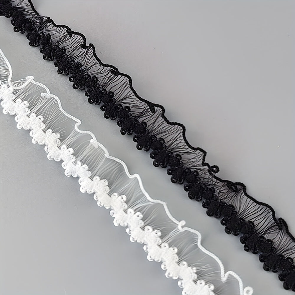 10 Yards Flower Embroidery Lace With Lotus Leaf Edge 15mm Lace Trim