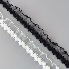10 Yards Flower Embroidery Lace With Lotus Leaf Edge 15mm Lace Trim