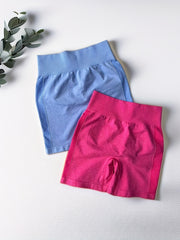 2pcs High Waist Yoga Shorts Tummy Control Skinny Running Workout Activewear